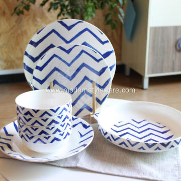 Blue Porcelain Dinner Ceramic Plates Dishes Bowl Sets